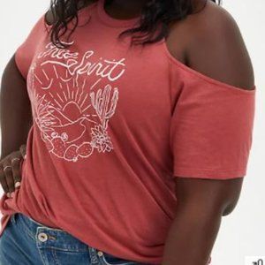 Torrid  COLD-SHOULDER TEE - FREE SPIRIT RED MARSALA